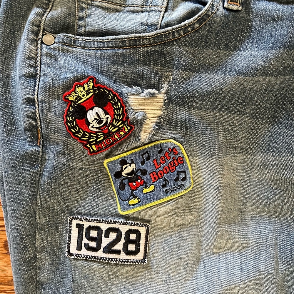 Mickey Mouse Patch Distressed Jeans - image 5